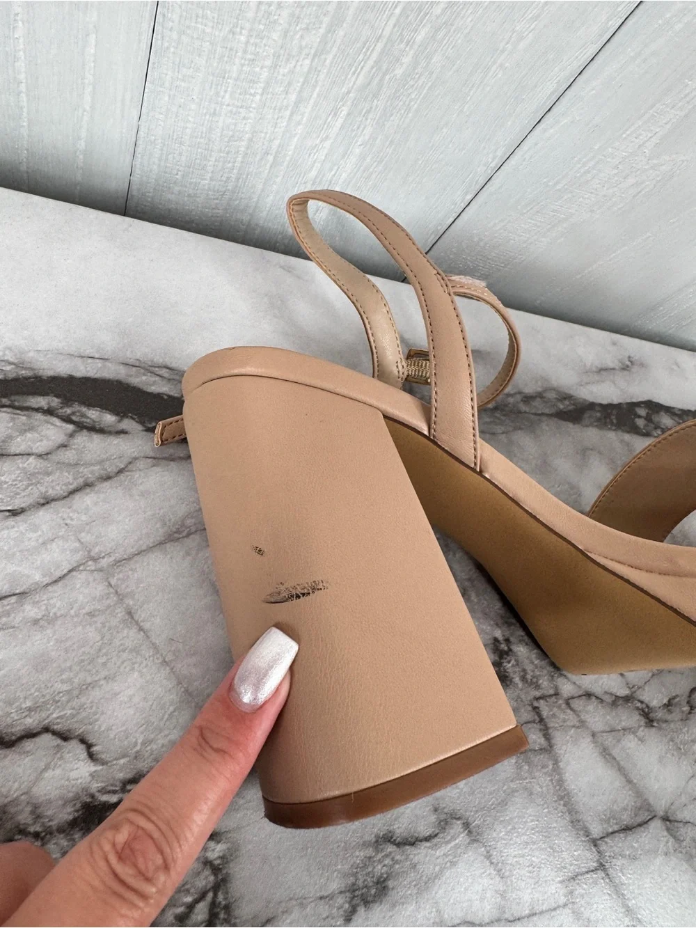 Open Edit Neutral Tan Platform Block Heel Slingback Sandals 8.5
